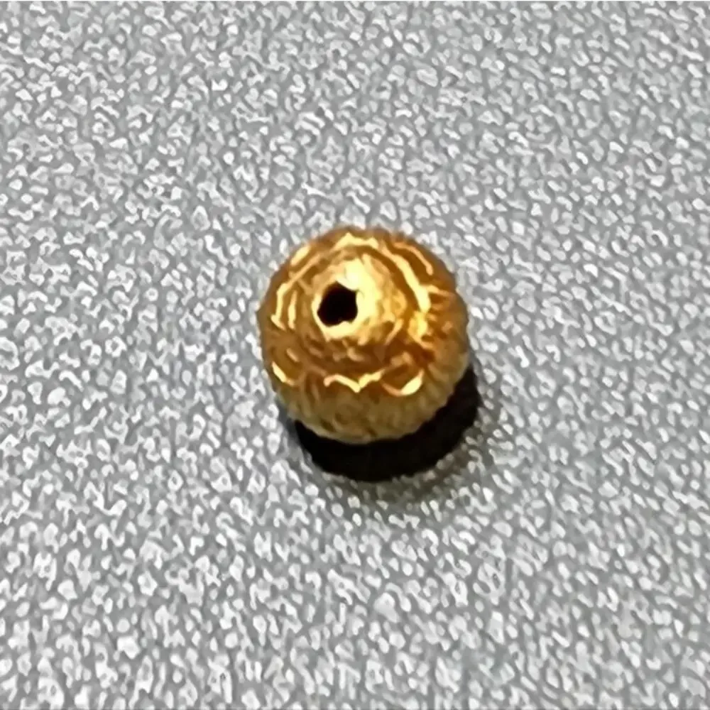 Vintage Yellow Tone Round Textured Decorative Spacer Bead Charm Pendant